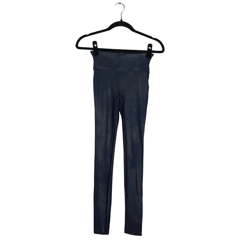 Spanx Faux Leather Leggings Extra Small Night Navy High Rise Shaping